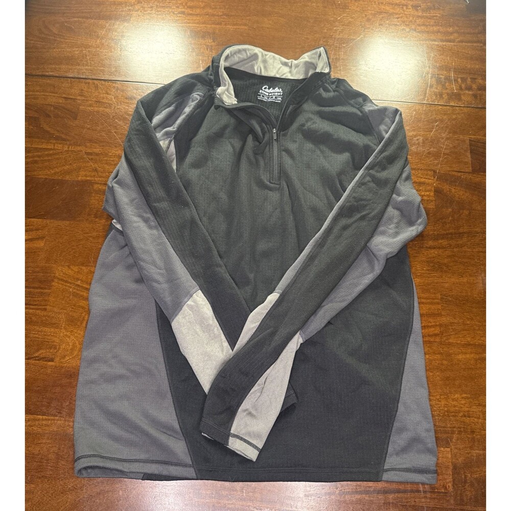 Cabelas ECWCS Thermal Zone Weight Jacket Mens Large Tall Black Grey Quarter Zip